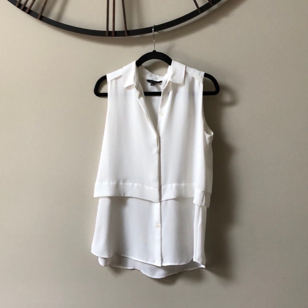 Banana Republic White Semi-Sheer Layered Top